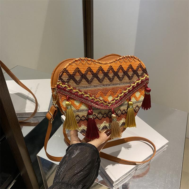 

JMXD Love сумка через плечо ручной работы этнический кошелек через плечо для женщин модный аксессуар Ins оранжевый