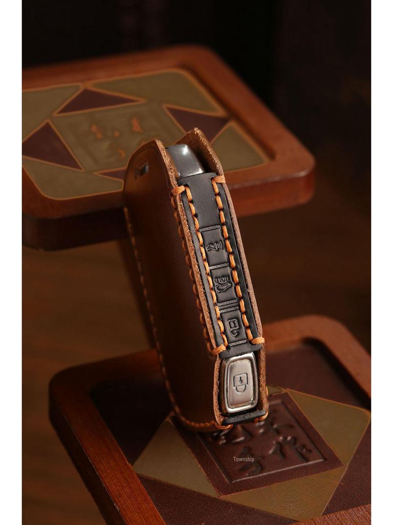 Kia Carnival Autoschlüsselhülle aus echtem Leder, handgefertigt, mit Schnalle