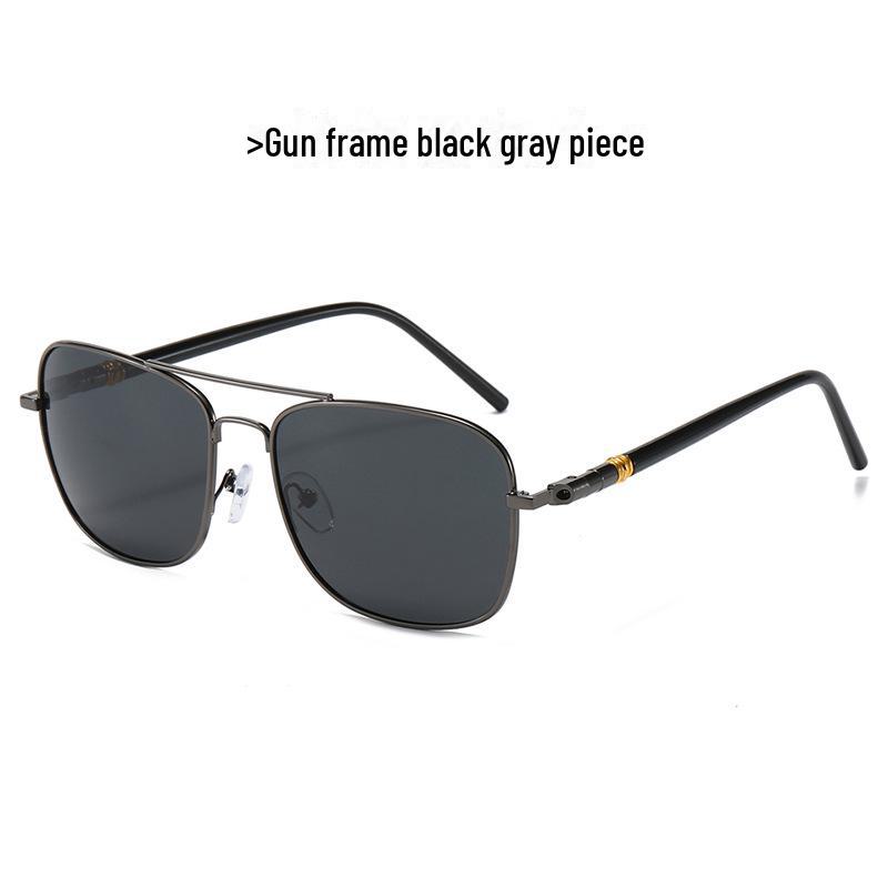 Men's Photochromic Polarized Metal Square Frame Sunglasses for Night Vision Driving and Cycling