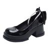 Retro Versatile Mary Jane Women's Shoes Spring and Summer Bow High Heel French Single Shoes Small Leather Shoes