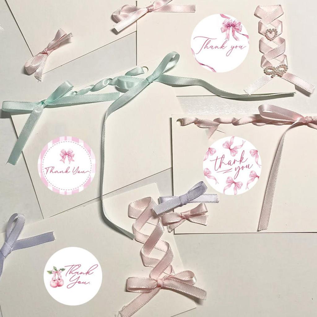 Thank You Sticker Lovely Bows Sticker Decorative Labels Thank You Labels Gift Sealing Sticker Round Sticker for Party