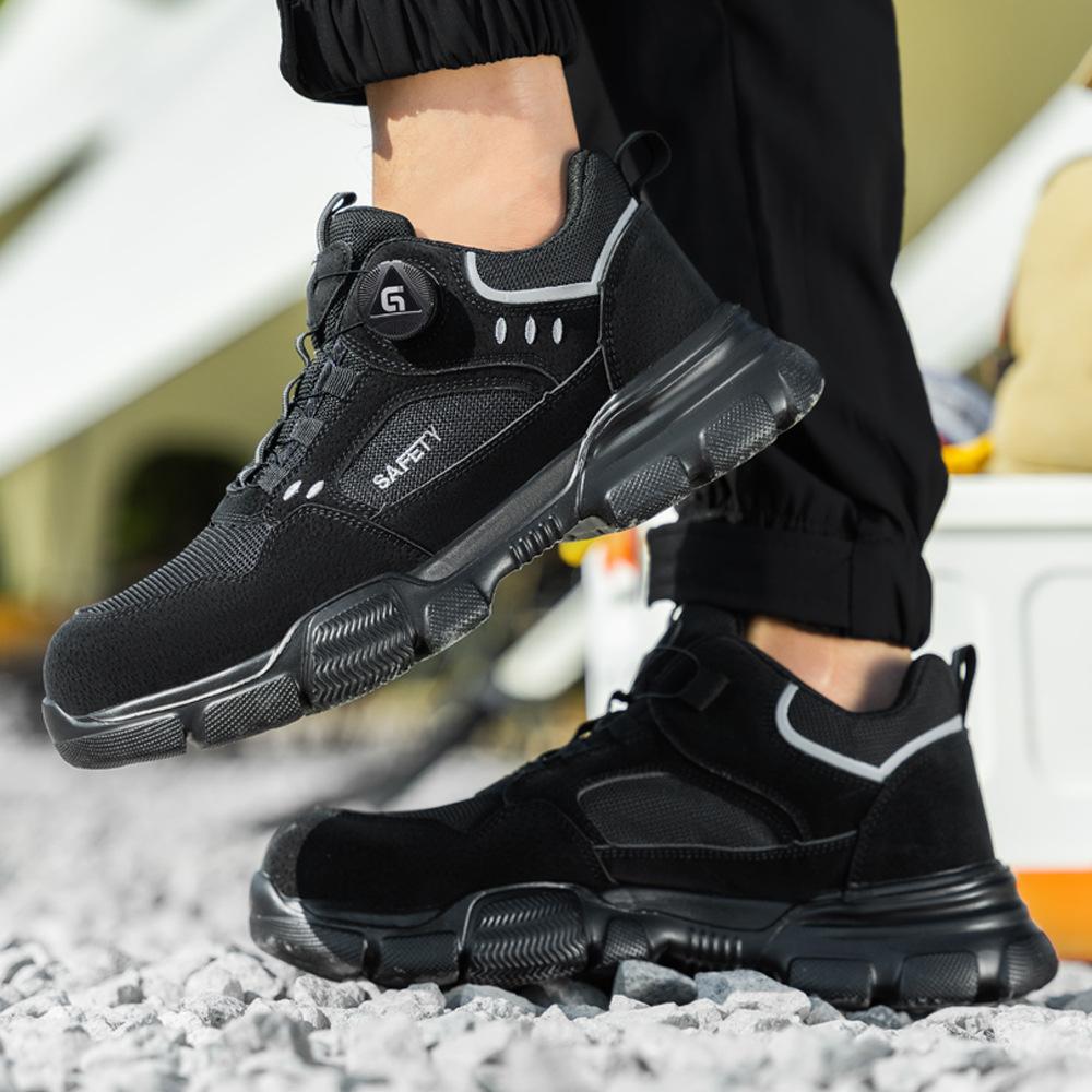 Labor Insurance Shoes Men's Anti-smashing and Anti-piercing Smart Buckle Safety Men's Wear-resistant and Comfortable Protective Work Shoes Four