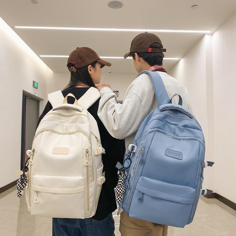 Backpack Female Junior Senior High School Student Schoolbag Solid Color Large Capacity Backpack