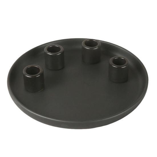 Ceramics Advent Candle Holder Matte Black White Taper Candle Tray 4 Candlestick Seats Dining