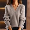 Women's Autumn and Winter V-neck Solid Colour Knitwear Tops Multicoloured Bottoming Shirt Pullover Sweater