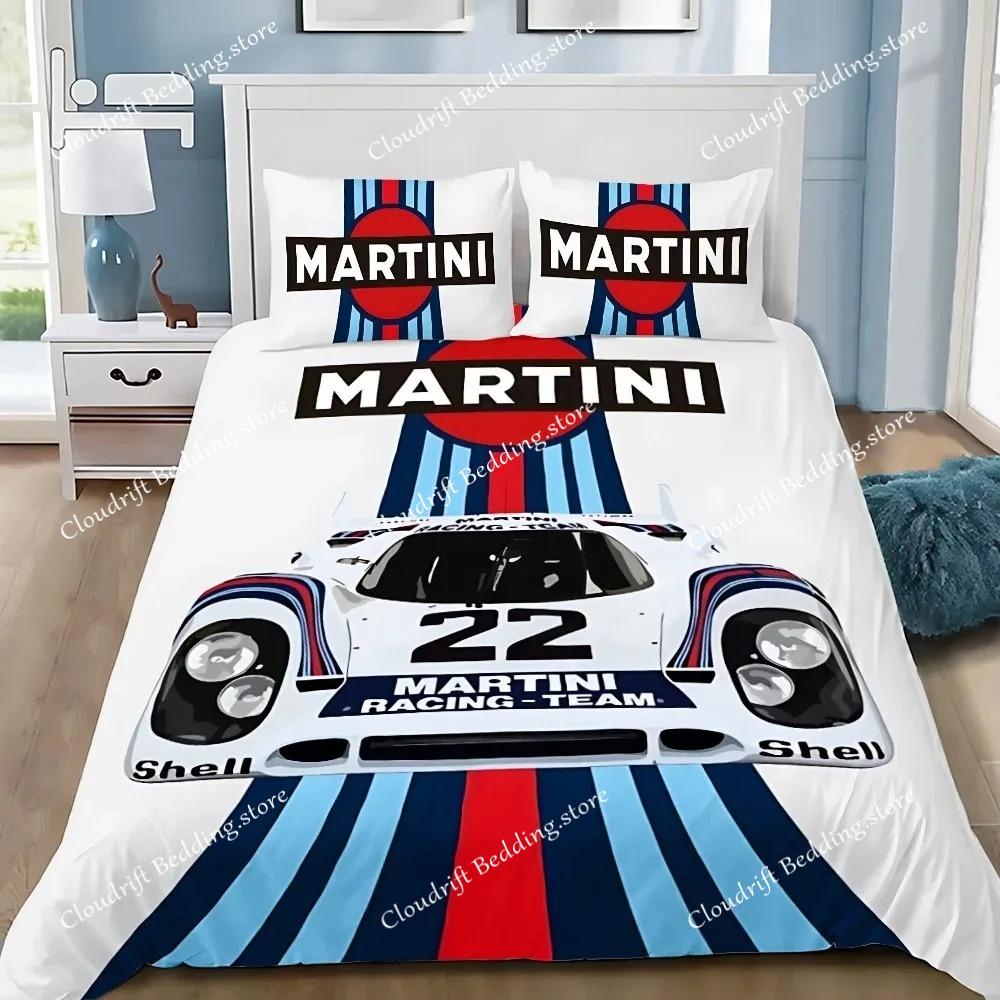 Racing Martini Stripe Duvet Cover Pillowcase Bedding Set Adult Boy Girl Bedroom Decoration Children Single Double Large Size