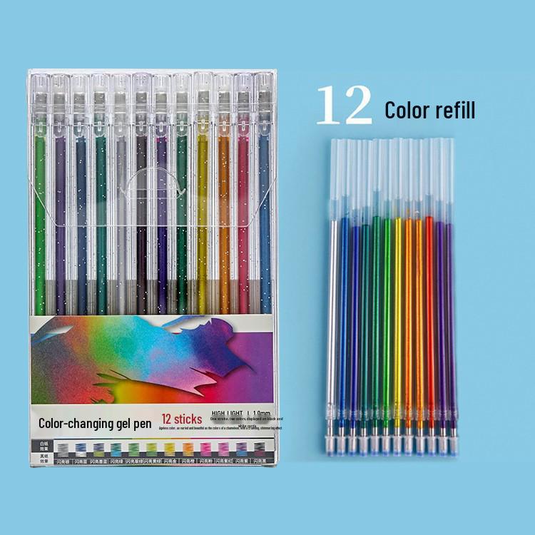 Luminous Color-Changing Glitter Gel Pen for Hand Accounts - Silver, Pearl, Crystal Sand Effect