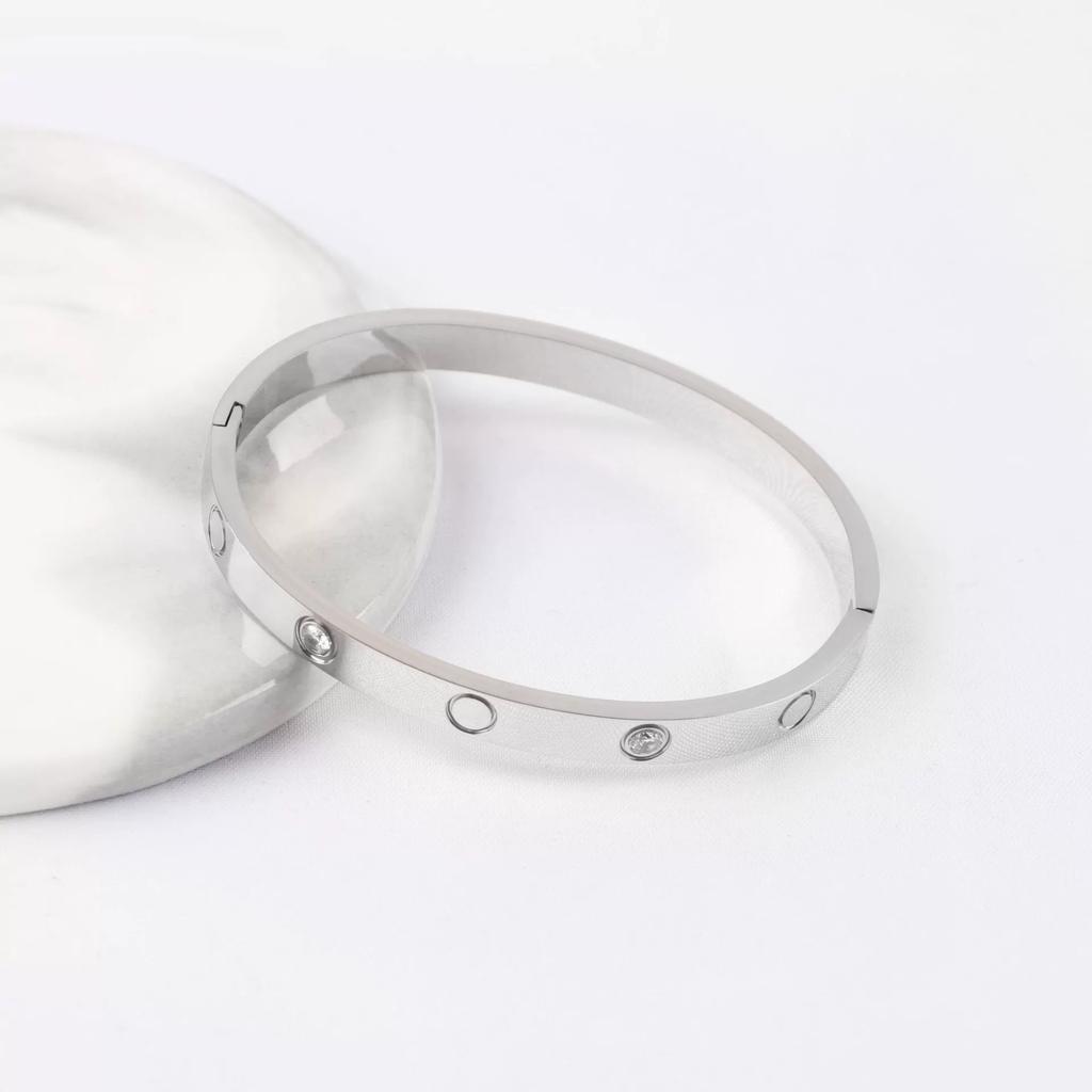 Joia Pulseira Clássica com Fivela Kaga com Diamante Edição Larga e Estreita Pulseira de Ouro Rosa 18k 2025
