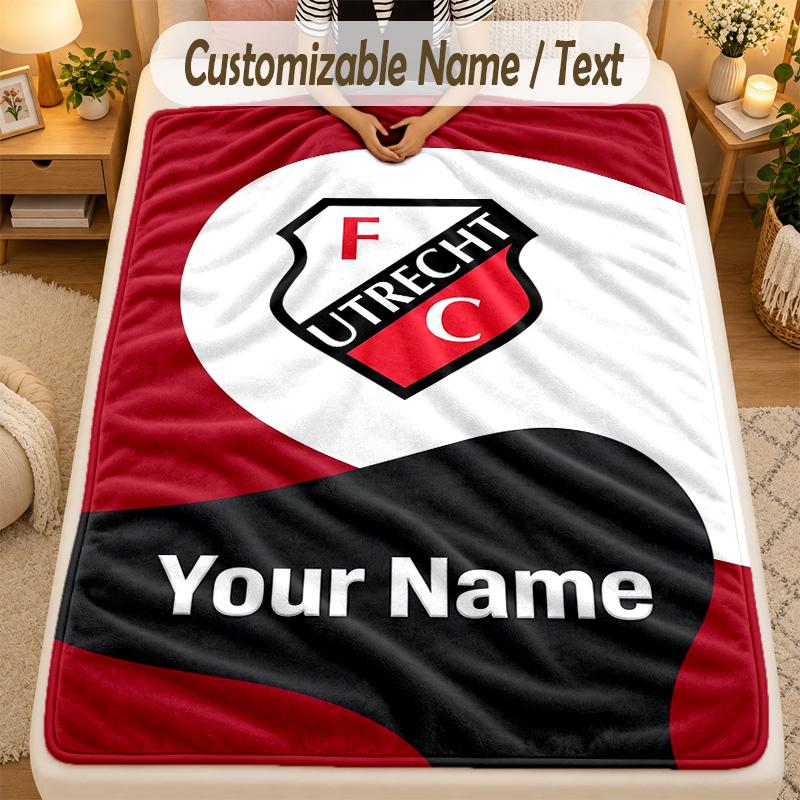 Flannel BlanketFC Utrecht Custom Name Text Personalized Soft Warm Throw Blanket Home Decor Gift