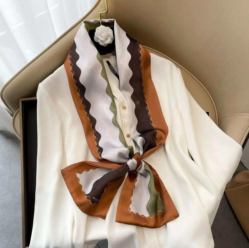 17*150cm Ribbon Silk Scarfs Female Luxury Design Hair Band Skinny Scarf Neck Ties Women Bag Scarves Neckerchief Foulard Lady