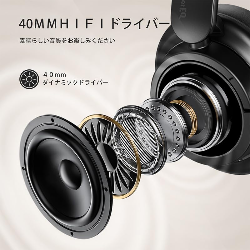 SuperEQ V16 Wireless Headphones 40mm 90 Hours Lightweight Foldable Supports Multipoint Connection Bluetooth5.3, Hi-Fi Driver, Playtime, Bass/Pop Mode,