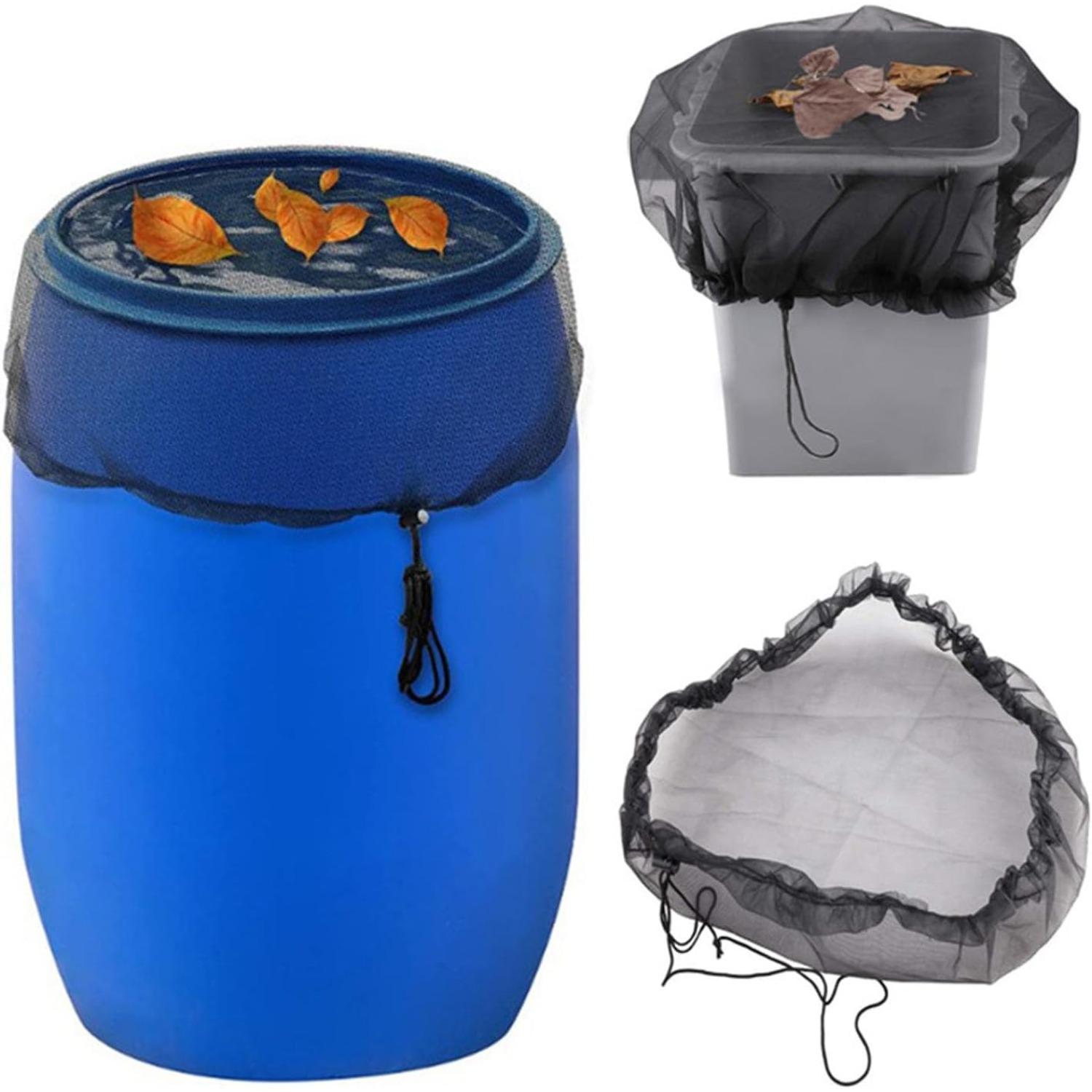2Pcs Mesh Cover for Rain Bucket, 37.4in Water Collection Bucket Mesh Cover, Rain Bucket Netting with Drawstring, Tank Protector Screen for Keep 2-Pack чёрный