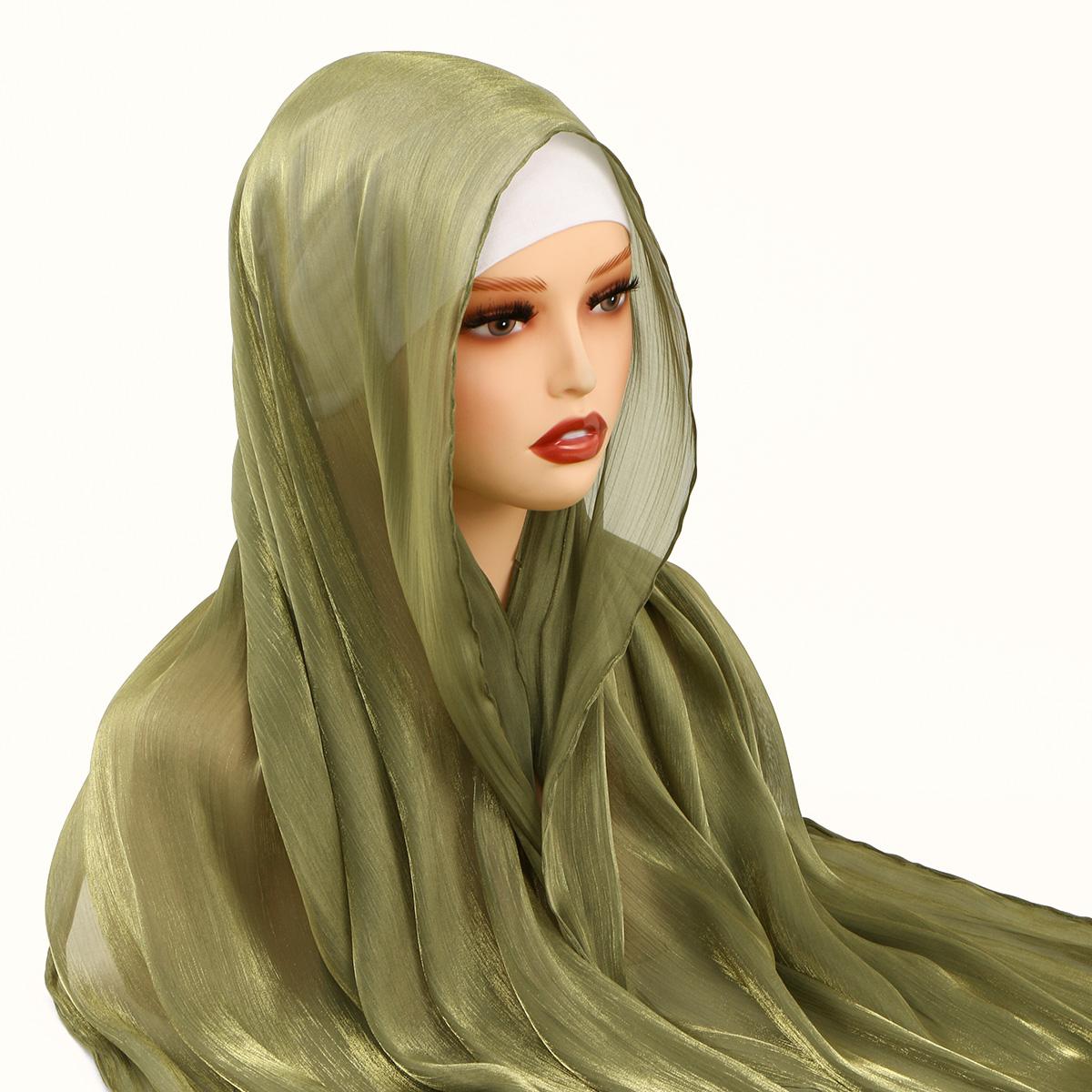

Fashion Shimmer Silk Instant Hijab With Bulit-In Magnets Muslim Women Hijab Solid Easy To Wear Shawl Wrap Islam Turban Ramadan