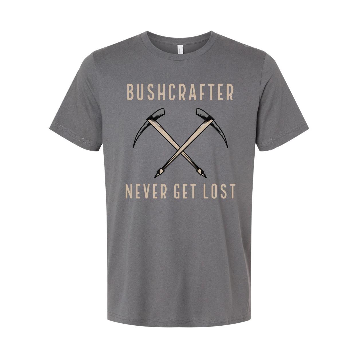 

Bushcrafter Crossed Pickaxes Graphic Unisex Outdoor T Shirt Never Get Lost Adven S
