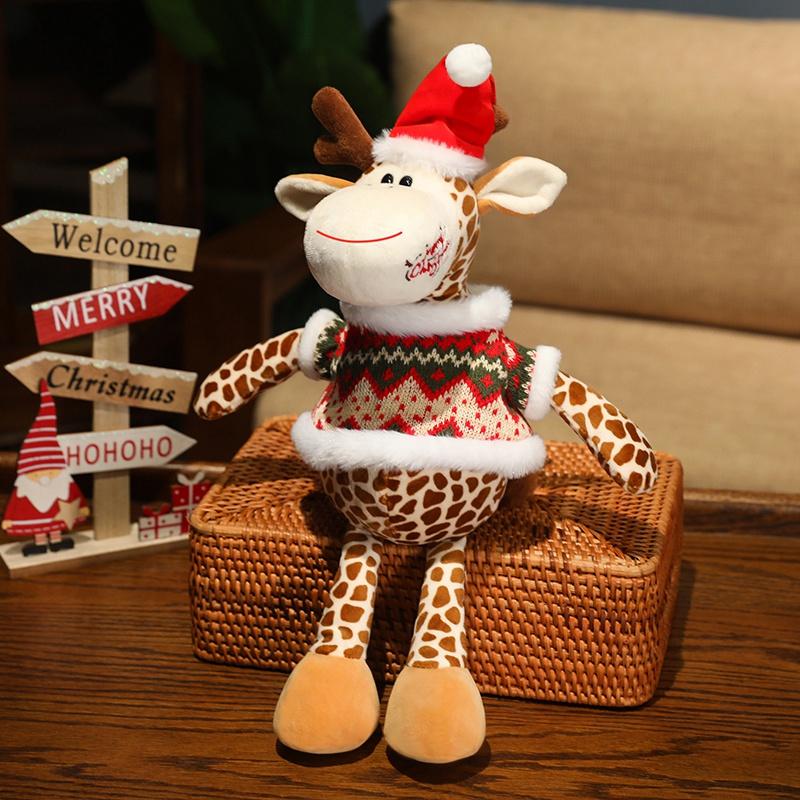 Christmas Giraffe Plush Doll Santa Hat Long Neck Giraffe Plush Toy Home Decoration For Boys And Girls Christmas Gifts
