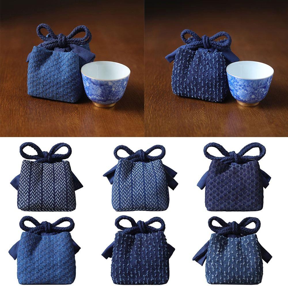 Thickned Teacup Storage Bag Blue Protective Bag Chinese Style Organizier Bag  Tea Supplies