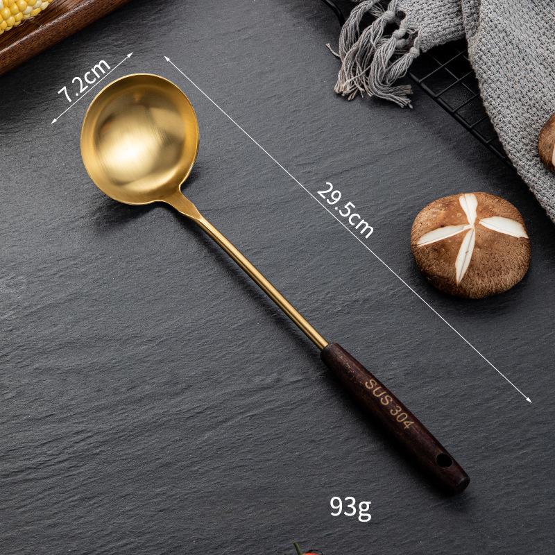 JIN NIANG ZI 304 Stainless Steel Spatula Kitchen Utensils Wooden Handle Frying Spatula Kitchen Utensils