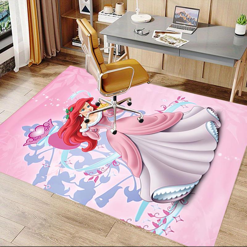 Princess Ariel'S Pink Fantasy Carpet For Playroom Bedroom Living Room Sofa Home Decorkids Game Area Rug Nonslip Floor Mat