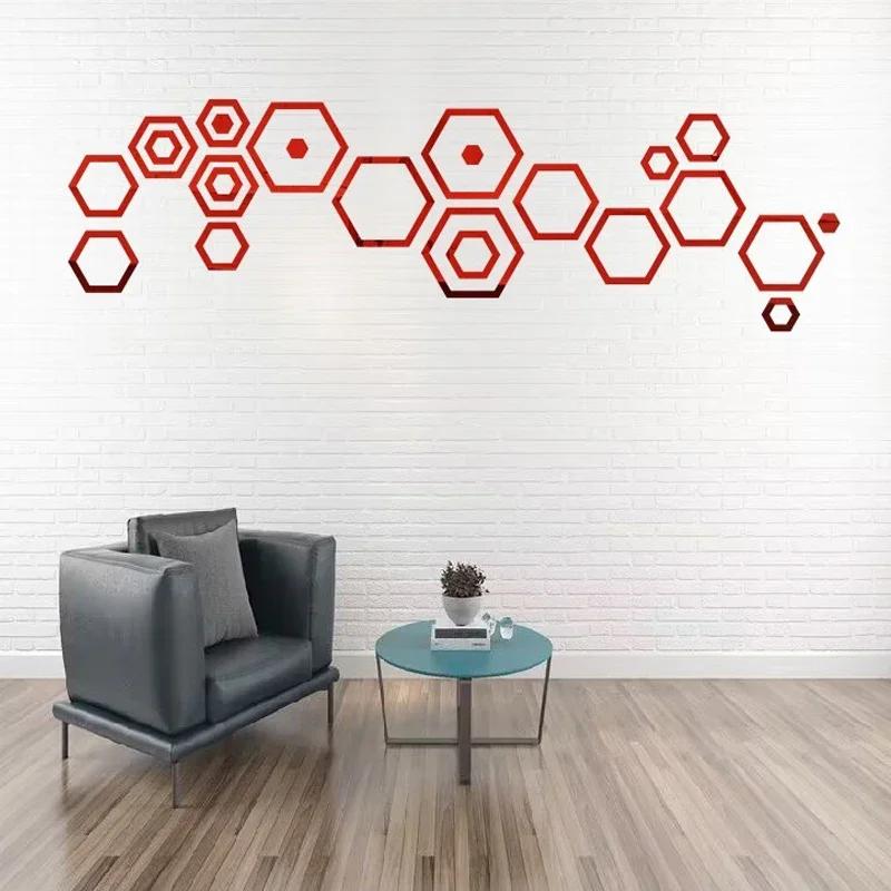 24pcs Hexagon 3D Mirror Wall Stickers Bedroom Creative Self Adhesive Decoration Honey Comb Waterproof Stickers Home Decor