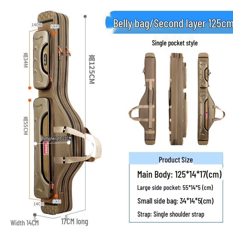 

Многофункциональная сумка для удочек большой вместимости - Утолщенная, Легкая, Дизайн «Большой живот», Сумка для рыболовных снастей