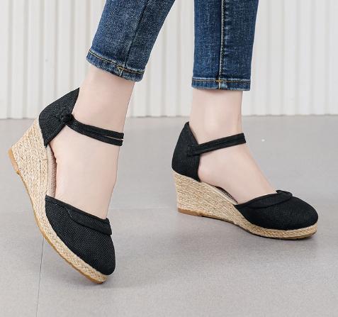 Heeled Sandals Women Wedges Espadrilles Summer Shoes Ladies Comfort Casual Closed Toe Sandal Pumps Heels Party Shoes Footwear