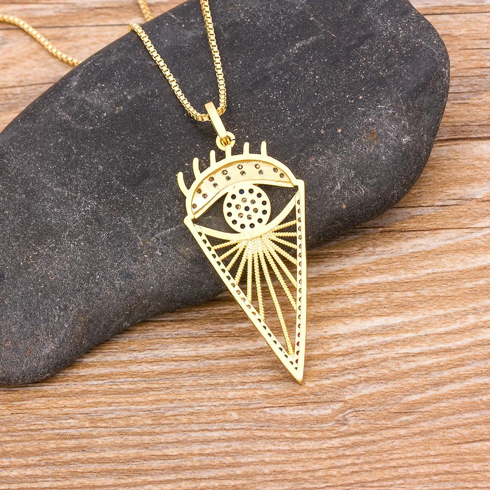 Nidin New Design Turkish Evil Eye Round Pendant Trendy Girs Zircon Lucky Jewelry Colorful Necklace Best Birthday Party Gifts
