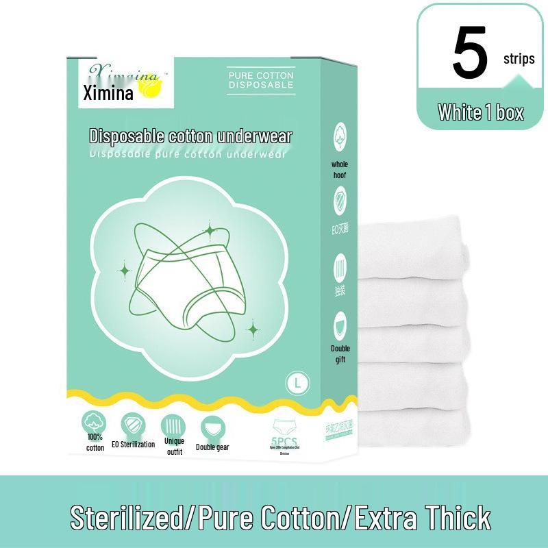 Women's 100% Pure Cotton Disposable Panties - Travel-Friendly, Sterilized & Individually Packaged.