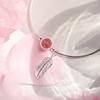 925 Sterling Silver Strawberry Crystal Bead Bangle Bracelet  Sweet Feather Pendant Bracelet Women Jewelry S-B374