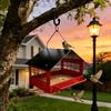 Outdoor Hanging Bird Feeder Metal Iron Construction with Roof Mesh Base for Balcony Garden Patio Use Durable Weather Resistant
