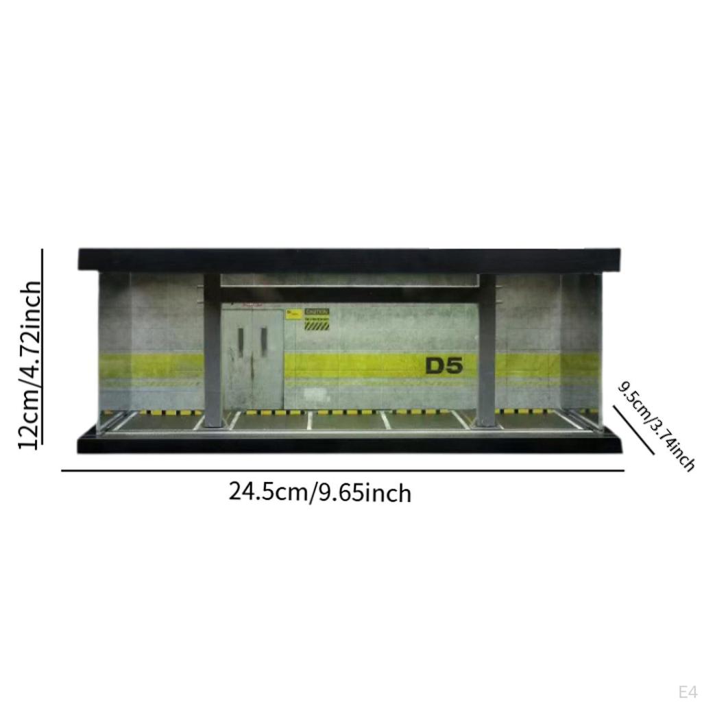1/64 Garage Display Case ,Protect Storage Box, Scenery Diorama Parking Lot, Model Car Show Case, for