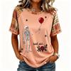 Women's Halloween Short Sleeve T-Shirt Neck Raglan Print Top