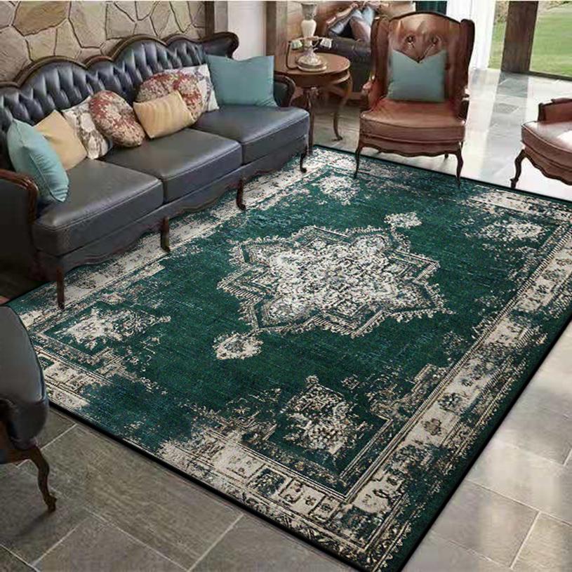 Green Persia Carpet Living Room Decoration Bedroom Non-slip Floor Mat Easy Clean Sofa Area Lounge Rugs Washable Entrance Mats