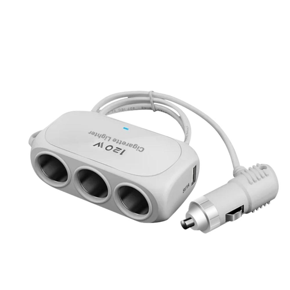 3 In 1 Dual USB Car Cigarette Lighter Splitter Fast Charging Car Phone Charger 12V 24V Auto Charger Adapter for Car DVR Dashcam