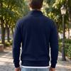 Men's Knit Half Zip Pullover Sweatshirt with Stand Collar Long Sleeve Casual Top