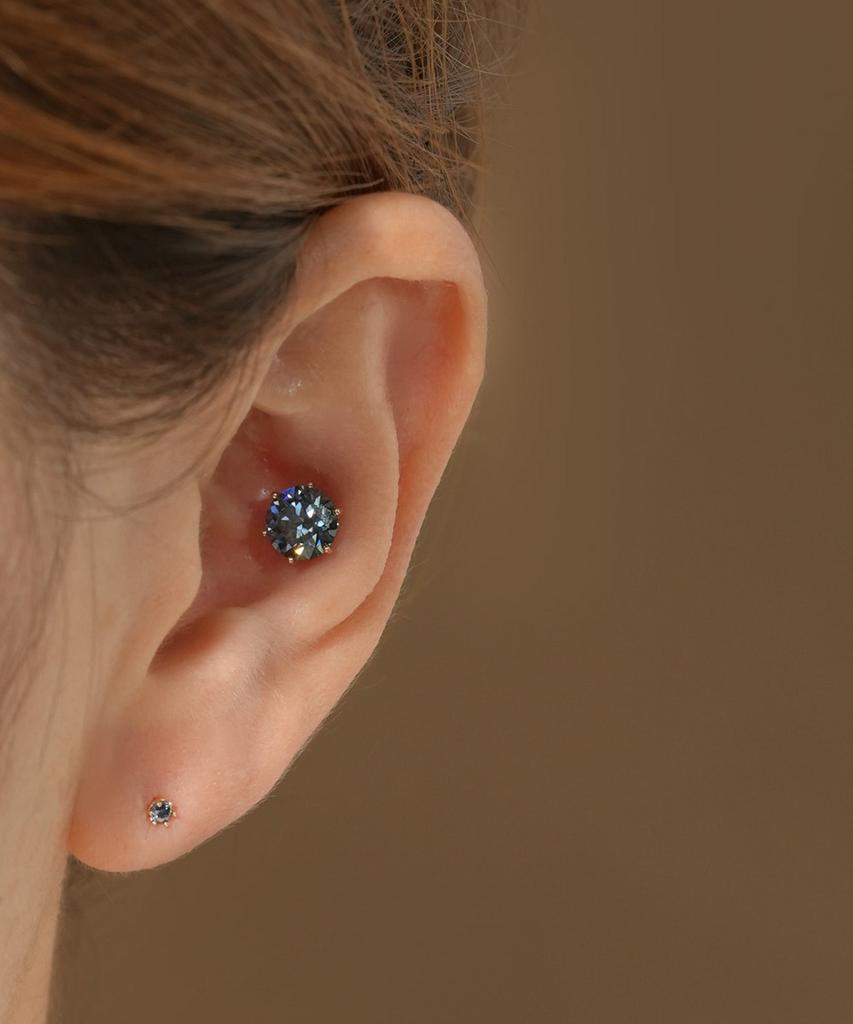 Minimalpiercing 14K Moissanite Diamond Sapphire Noble Piercing Earrings