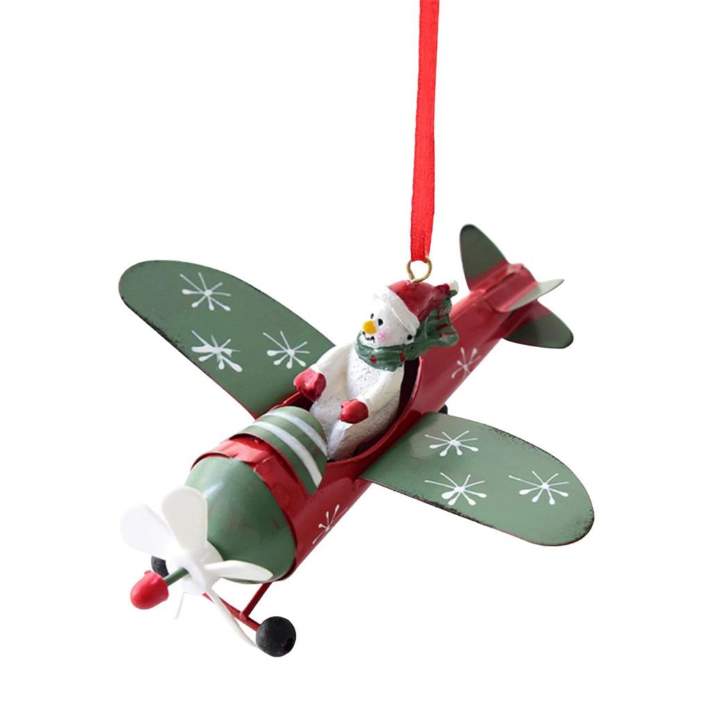 Figurky Santa Clause v letadle Vtipný letící Santa Claus Sněhulák v letadle