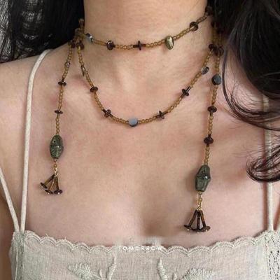 Irregular Ceramic Acrylic Coconut Shell Stacked Necklace Retro Niche Personality Fashion Versatile Necklace