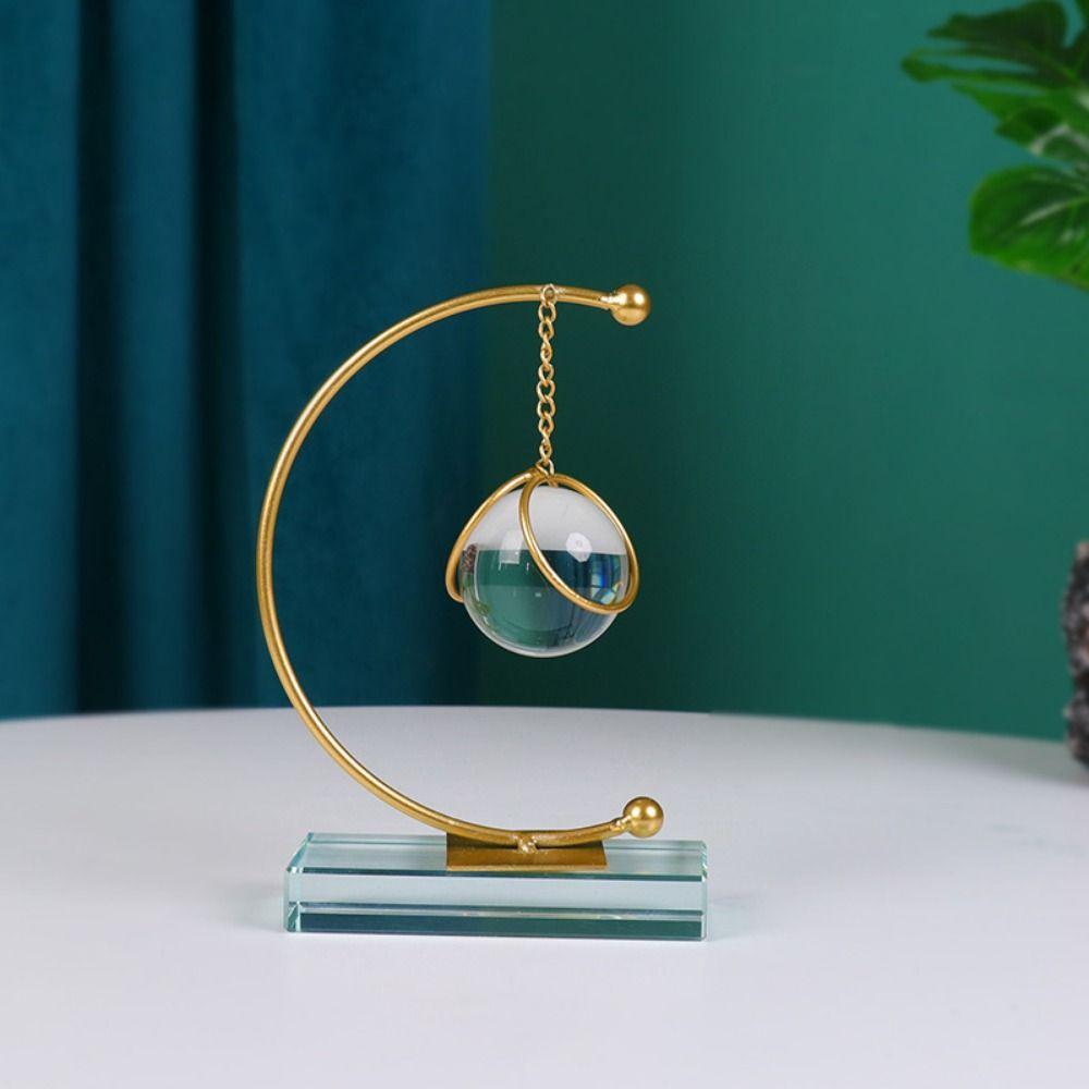 Light Luxury With Bracket Crystal Ball Ornaments Geometric Abstract Crystal Ball Sculpture Desktop Decor Stand Living Room