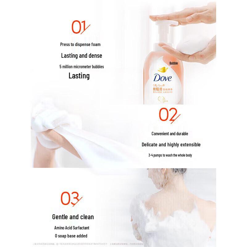 Dove Ceramide Gentle Amino Acid Dense Foam Body Wash, White Peach Scent