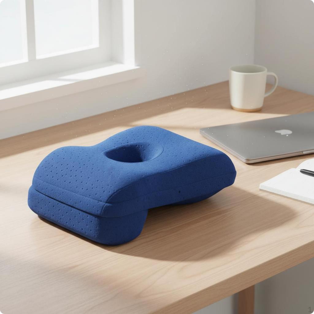Memory Foam Rest Pillow Breathable Office Ergonomic for Students Light Gray