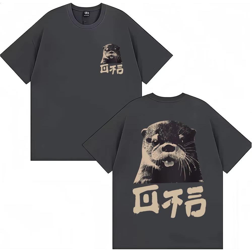 Japanese Style Funny Cute Otter Meme Graphic T Shirts Men Women Fashion Vintage Cute T Shirts Loose ONeck Cotton Casual Tshirt