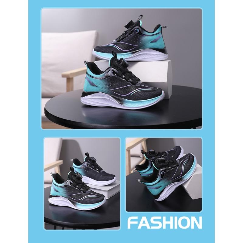 Kids' Gradient Color Rotating Buckle Sneakers Breathable Mesh Non-slip Shock Absorbing Sports Shoes