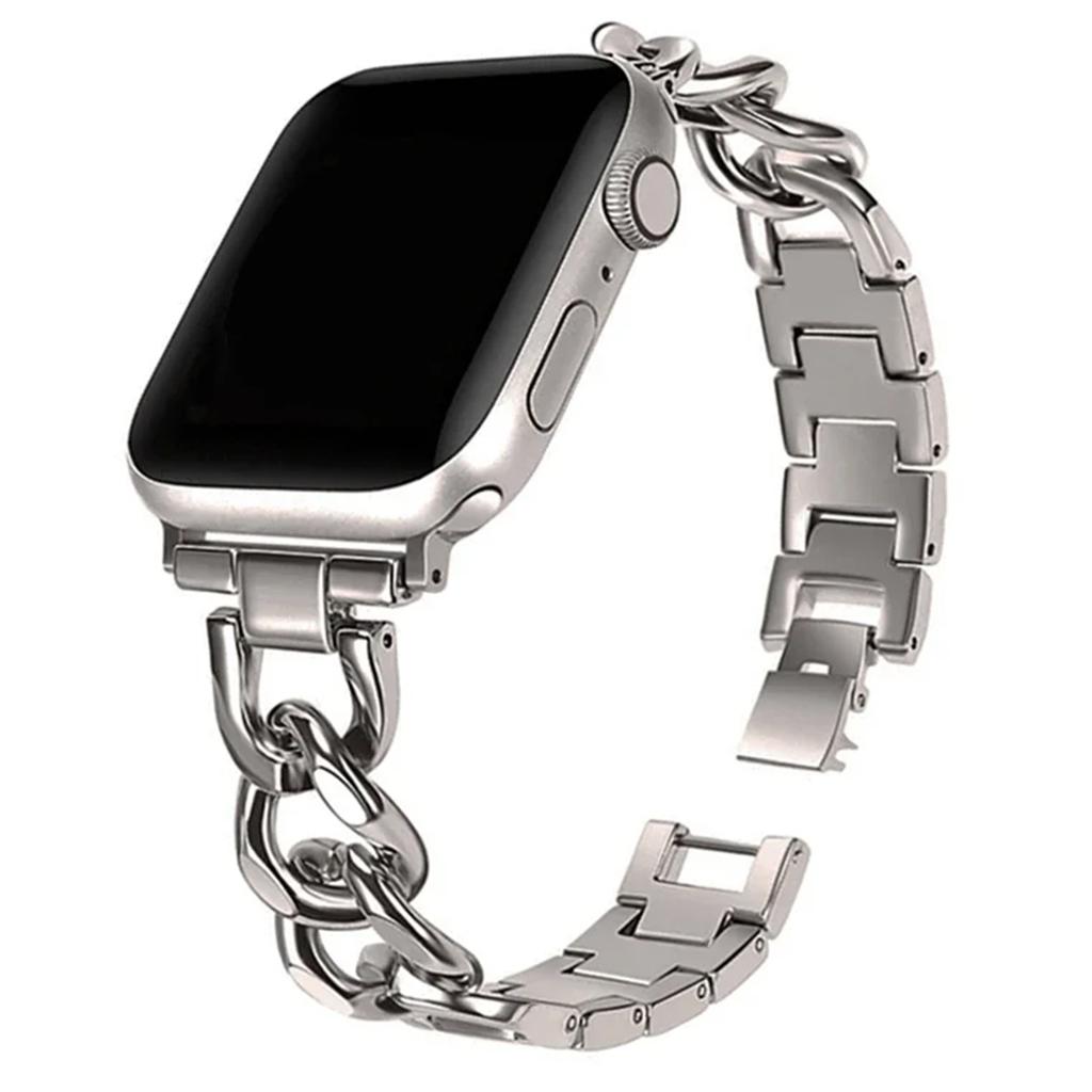 Cuban Link Strap for Apple Watch Band 40mm 41 38 44 49 45 42 46mm Stainless Steel Metal Bracelet iWatch Series Ultra 10 9 8 7 6
