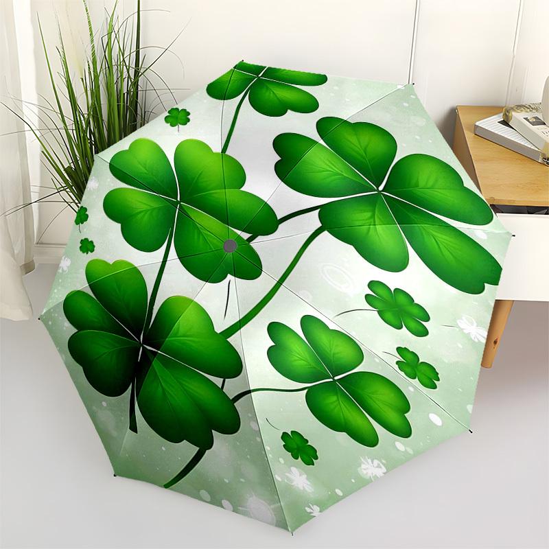 1pc Four Leaf Clover Round Wall Art Umbrella with Plastic Handle,Vibrant Cartoon Pattern,Multi-functional UmbrellaPT231