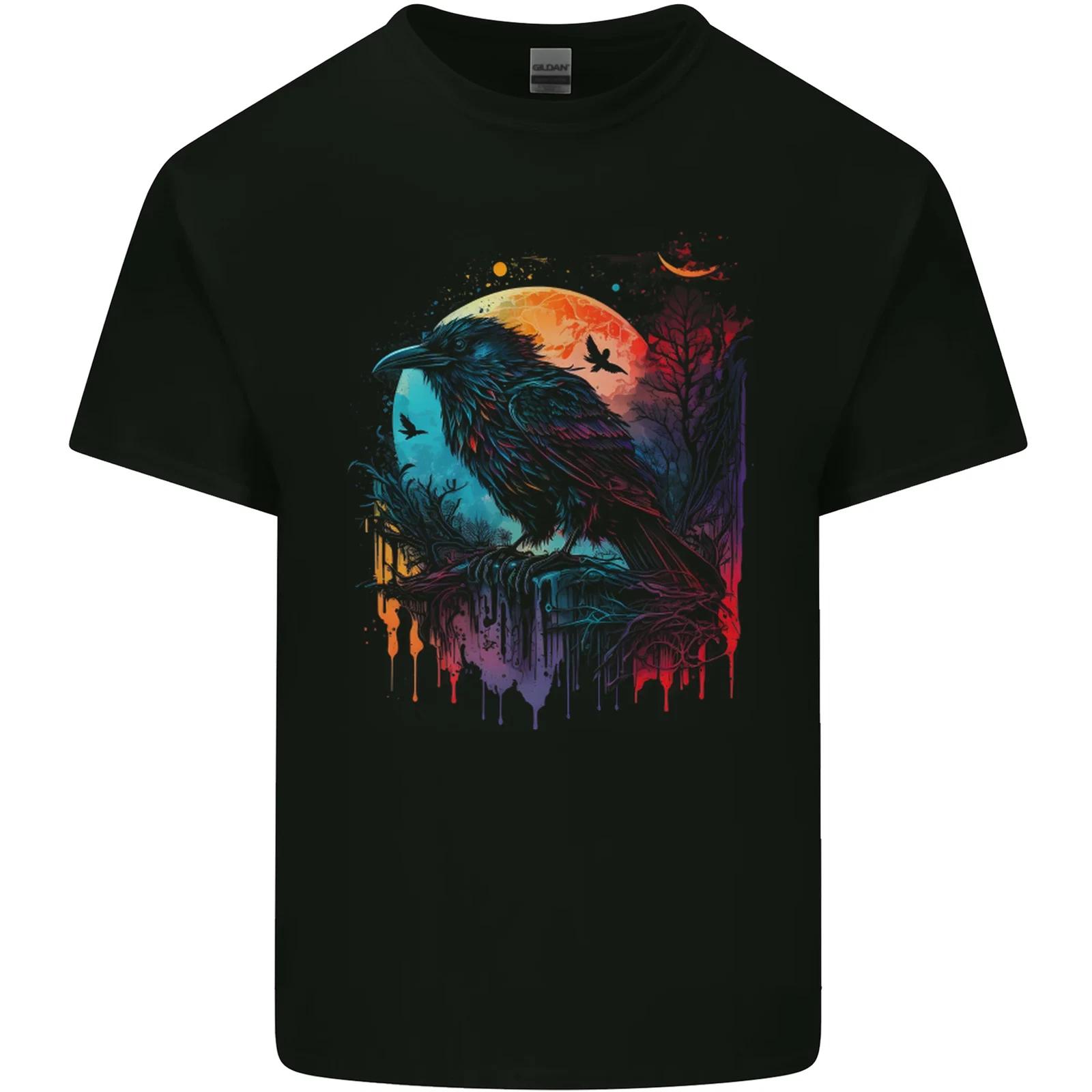 A Crow With a Fantasy Moon Kids T-Shirt Childrens 3XL