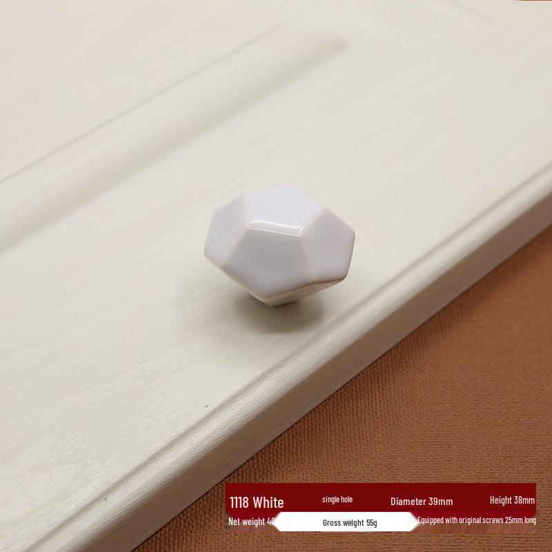 European Zinc Alloy Ceramic Handle: Modern Black & White Cabinet and Wardrobe Pull