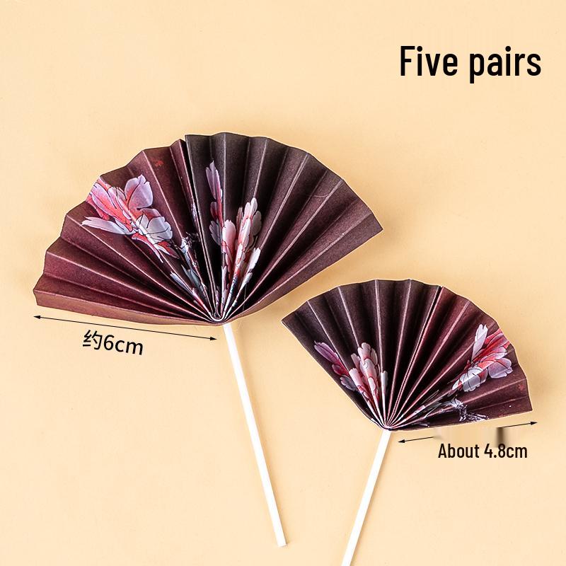 Creative Red Folding Fan Cake Topper for Grandpa and Grandma's Birthday Celebration