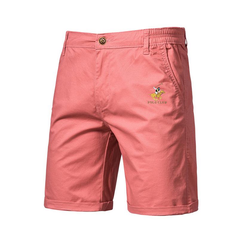 

POLO CLUB Summer Pony Embroidered Cotton Solid Color Shorts for Men High Quality Casual Business Social Elastic Waist Beach Shorts 38