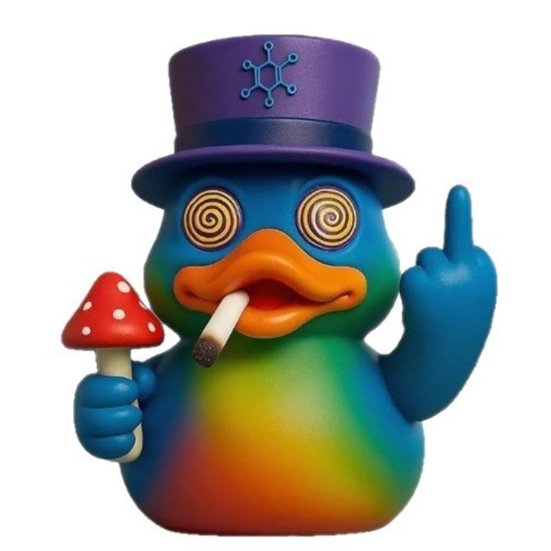 Middle Finger Psychedelic Duck Creative Statue Decoration Home Study Office Desk Decoration