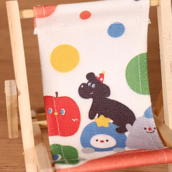 Phone Stand Solid Wood Canvas Construction Mini Lounge Chair Design Multi-Angle Adjustable Phone Holder Desktop Ornament